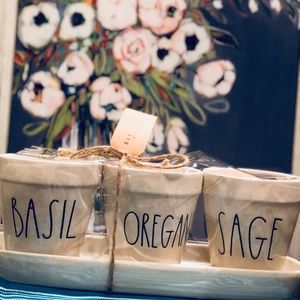 Rae Dunn flower pot tray “basil, oregano and sage”